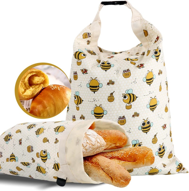 Vakeen Sourdough Bread Bags, Reusable Beeswax Bread Bags for Homemade Bread, 17"×13" Natural Beeswax Cotton Loaf Bag, Easy to Clean Bakery Essentials (2 Pack) - Image 1